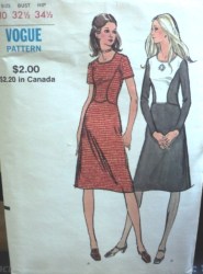 8107 VOGUE SEAMED BODICE INSET SS-LS DRESS 70 PATTERN 10
